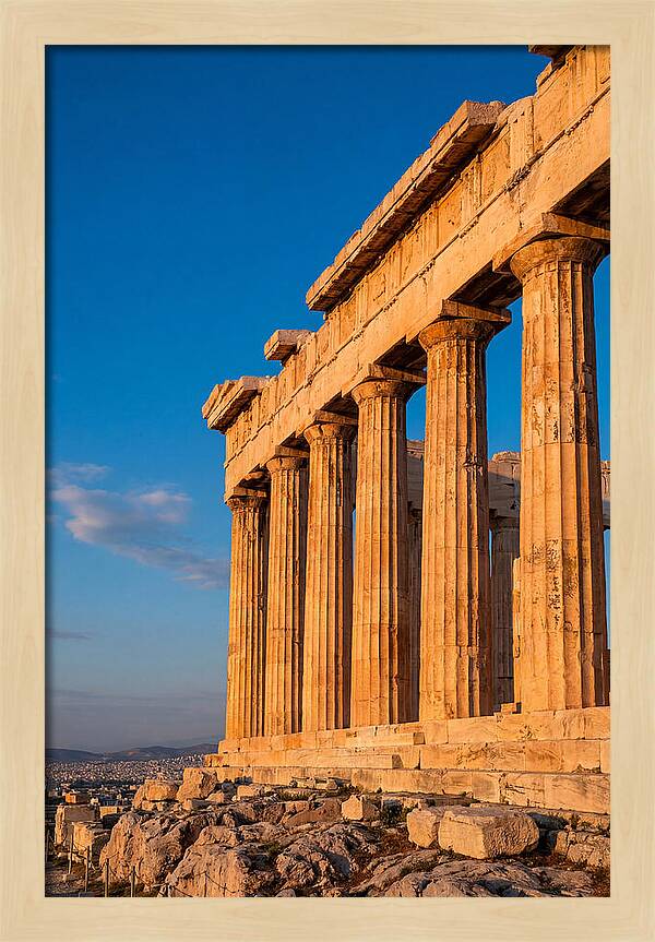 Parthenon Illuminated At Dusk