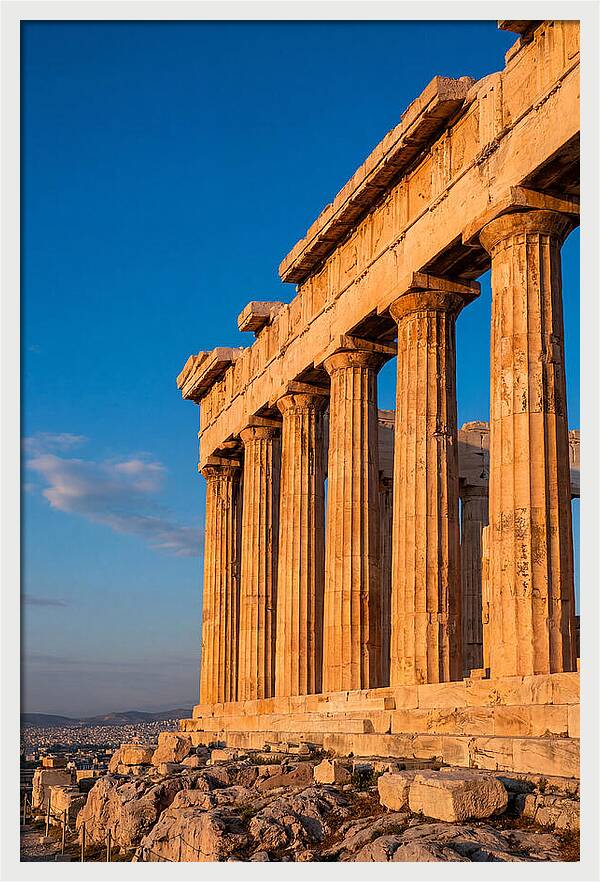Parthenon Illuminated At Dusk