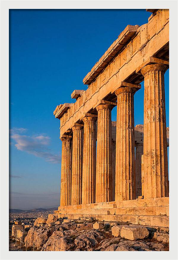 Parthenon Illuminated At Dusk