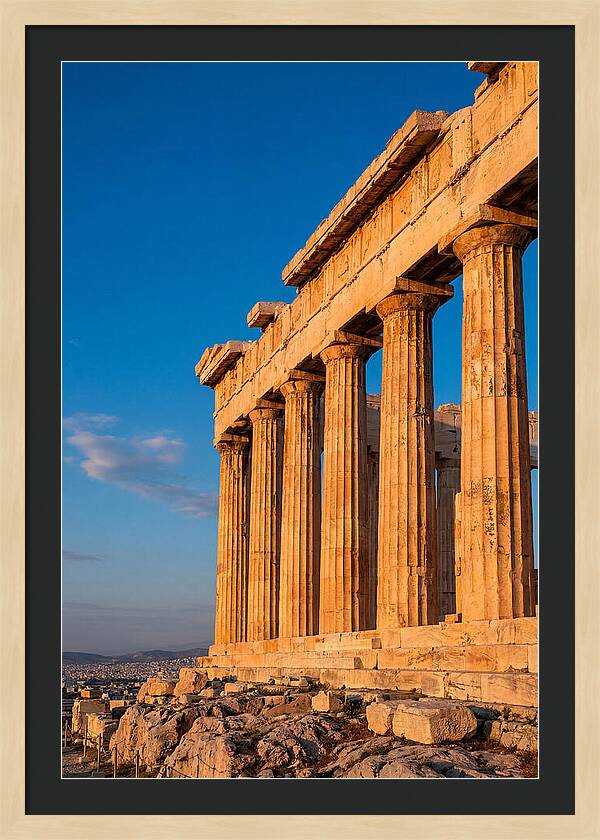 Parthenon Illuminated At Dusk