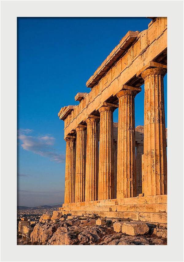 Parthenon Illuminated At Dusk
