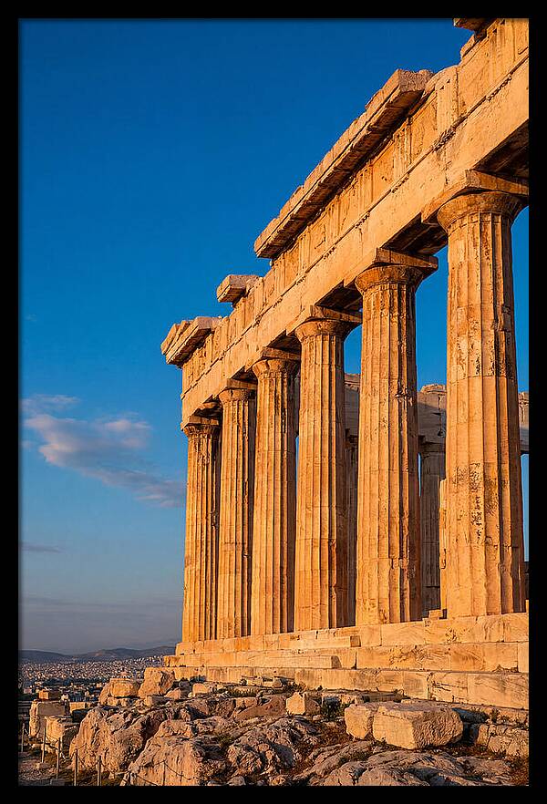 Parthenon Illuminated At Dusk