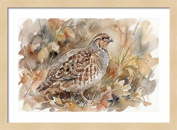 Partridge Among Autumn Leaves