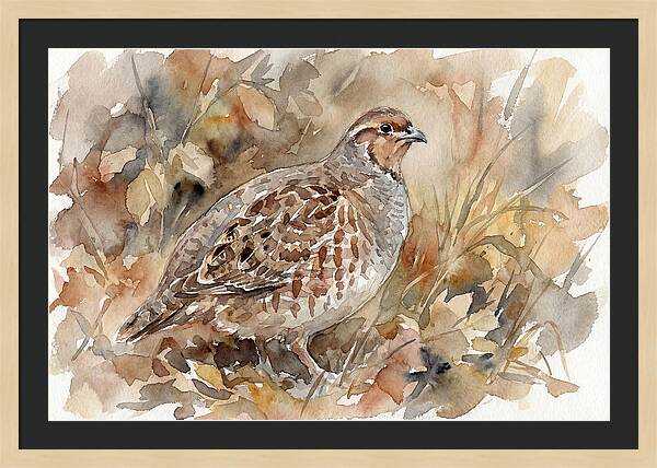 Partridge Among Autumn Leaves
