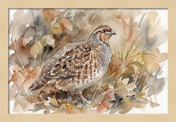 Partridge Among Autumn Leaves
