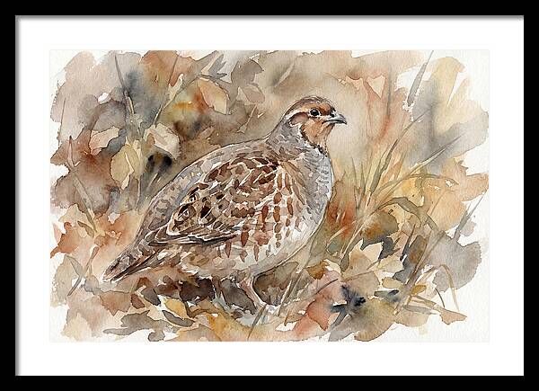 Partridge Among Autumn Leaves