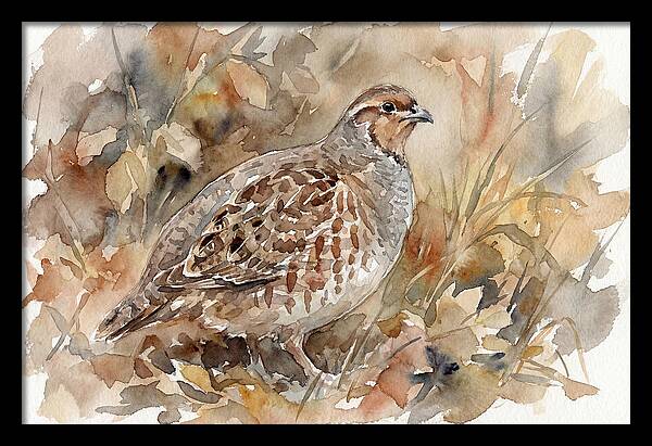 Partridge Among Autumn Leaves