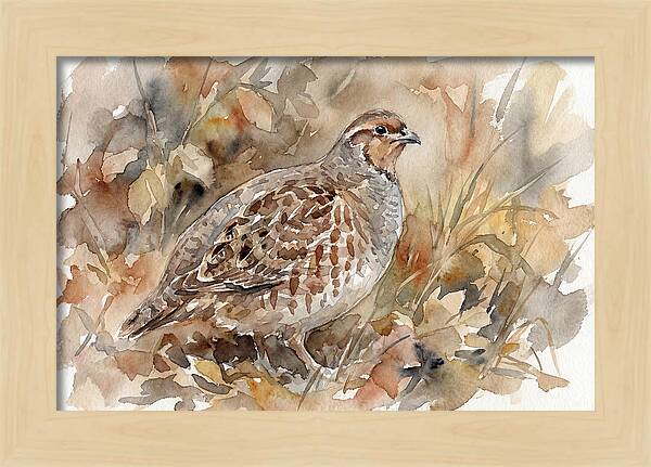Partridge Among Autumn Leaves