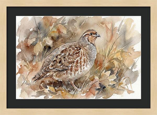 Partridge Among Autumn Leaves