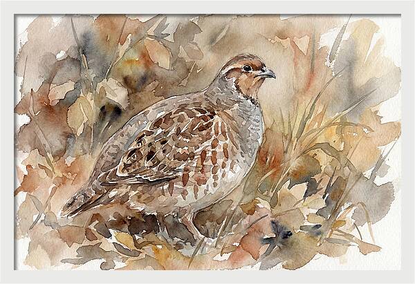 Partridge Among Autumn Leaves