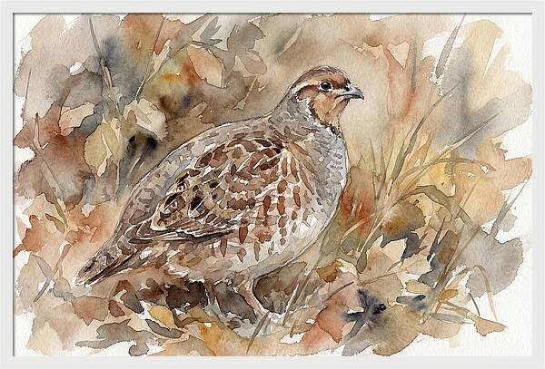 Partridge Among Autumn Leaves