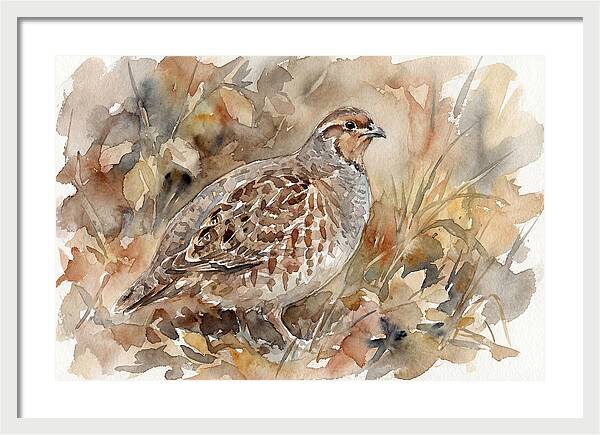 Partridge Among Autumn Leaves