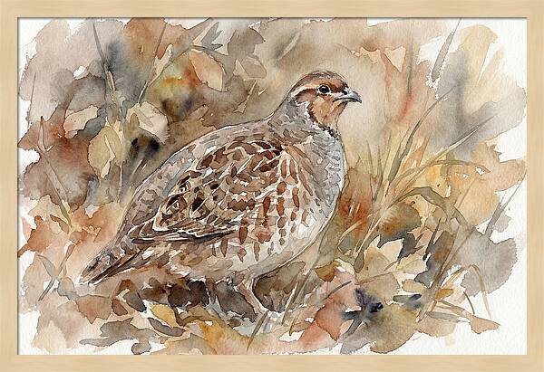 Partridge Among Autumn Leaves