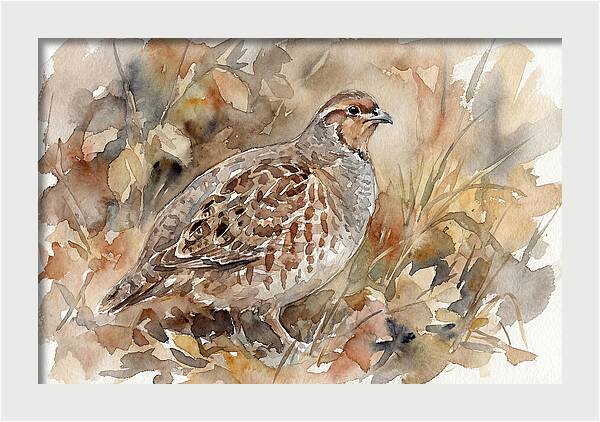 Partridge Among Autumn Leaves