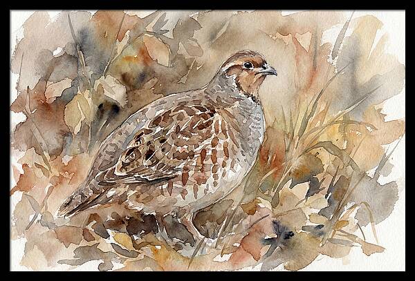 Partridge Among Autumn Leaves