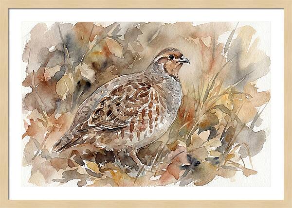 Partridge Among Autumn Leaves