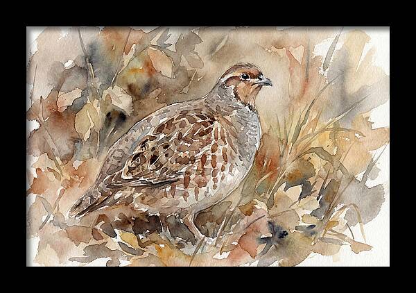 Partridge Among Autumn Leaves