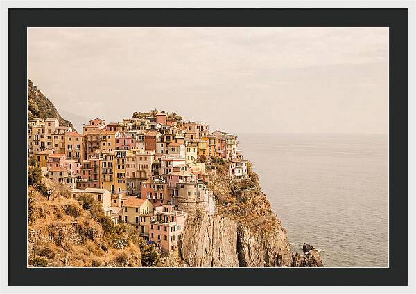 Pastel Village On Dramatic Cliffs
