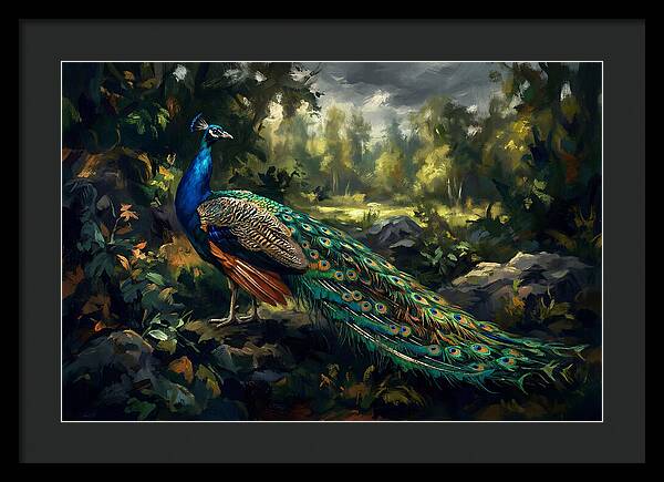 Peacock Displaying Its Iridescent Tail