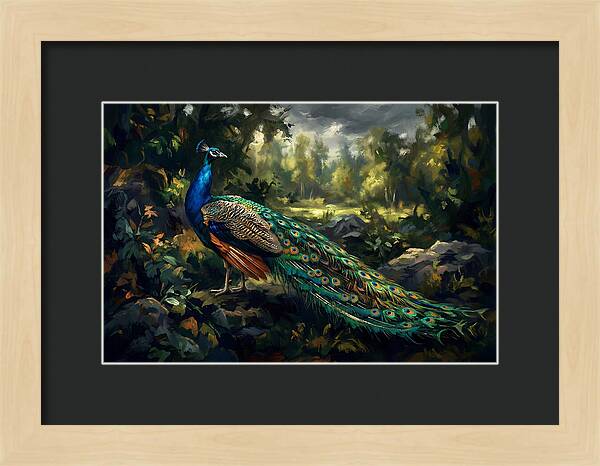 Peacock Displaying Its Iridescent Tail