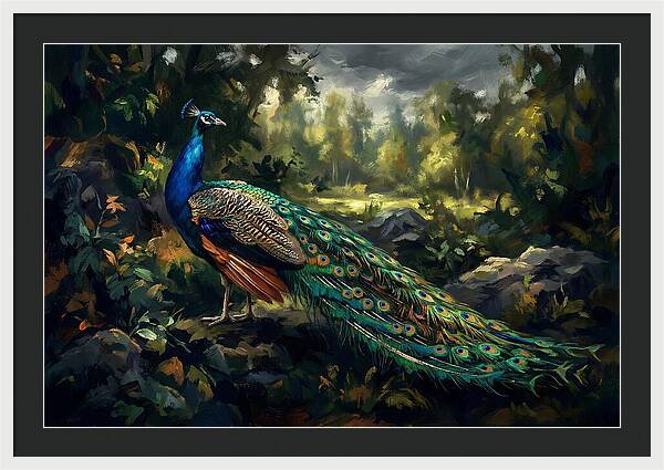 Peacock Displaying Its Iridescent Tail