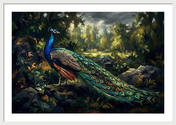 Peacock Displaying Its Iridescent Tail