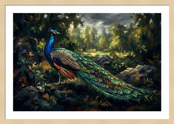 Peacock Displaying Its Iridescent Tail