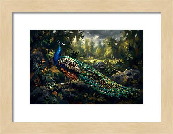Peacock Displaying Its Iridescent Tail