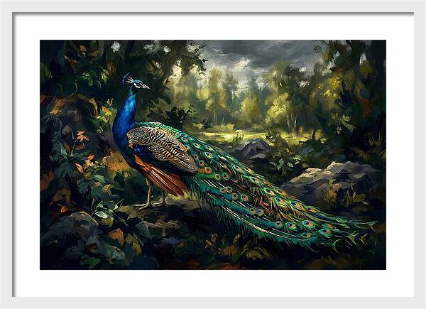 Peacock Displaying Its Iridescent Tail