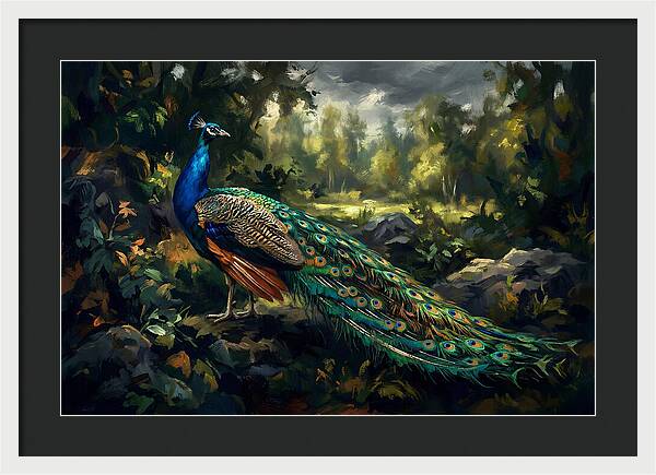 Peacock Displaying Its Iridescent Tail