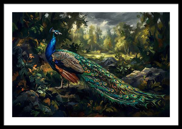 Peacock Displaying Its Iridescent Tail