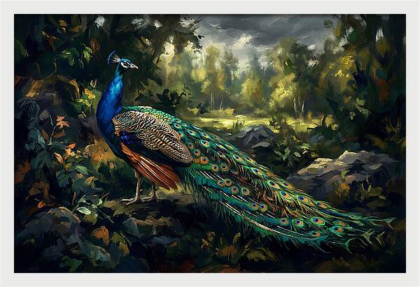 Peacock Displaying Its Iridescent Tail
