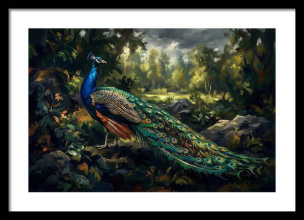 Peacock Displaying Its Iridescent Tail
