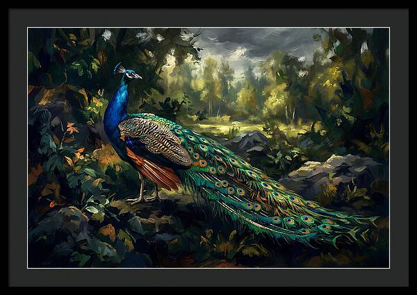 Peacock Displaying Its Iridescent Tail