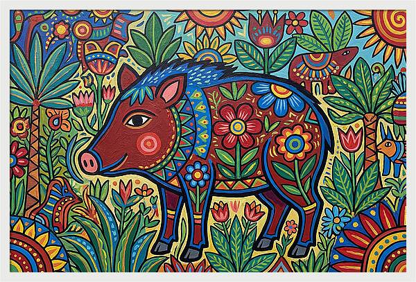 Peccary In Vibrant Nature