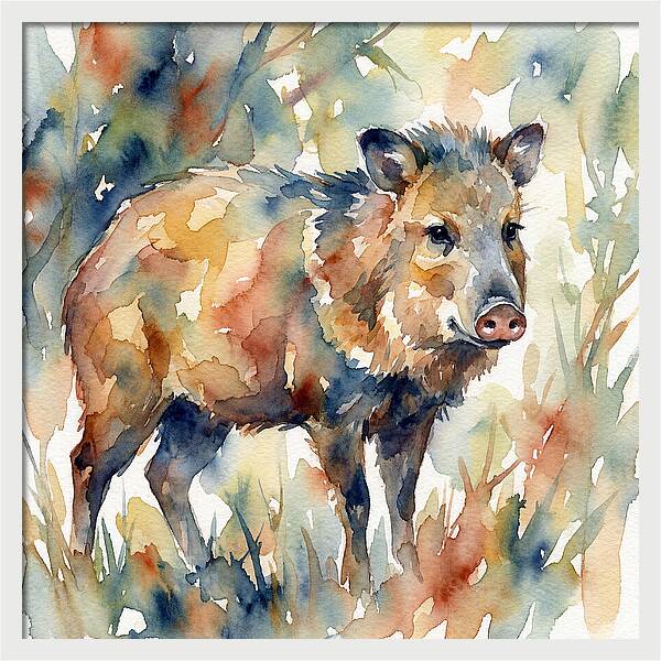 Peccary In Watercolor