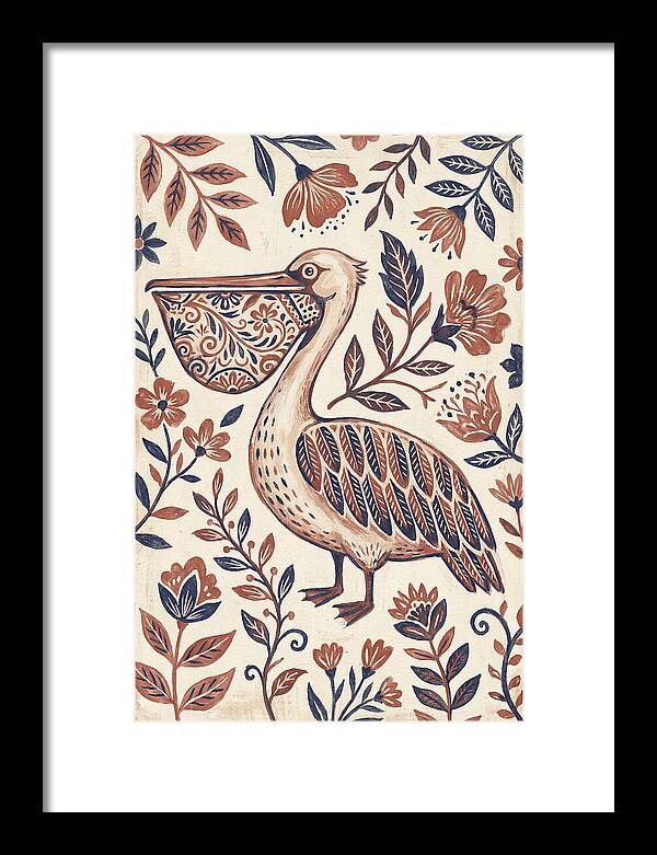 Pelican Among Floral Patterns