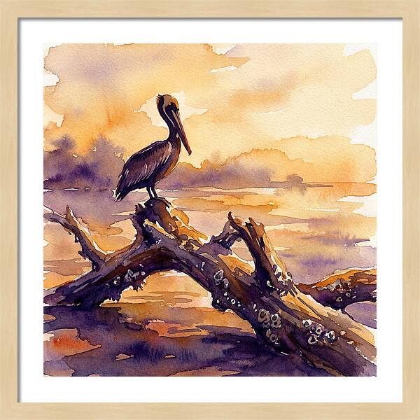 Pelican At Sunset