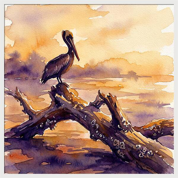 Pelican At Sunset