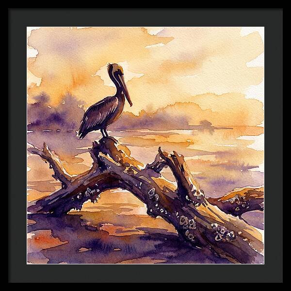 Pelican At Sunset