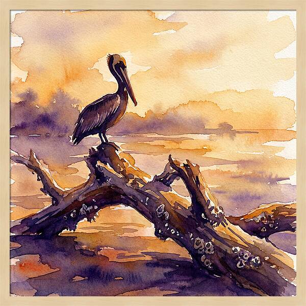 Pelican At Sunset