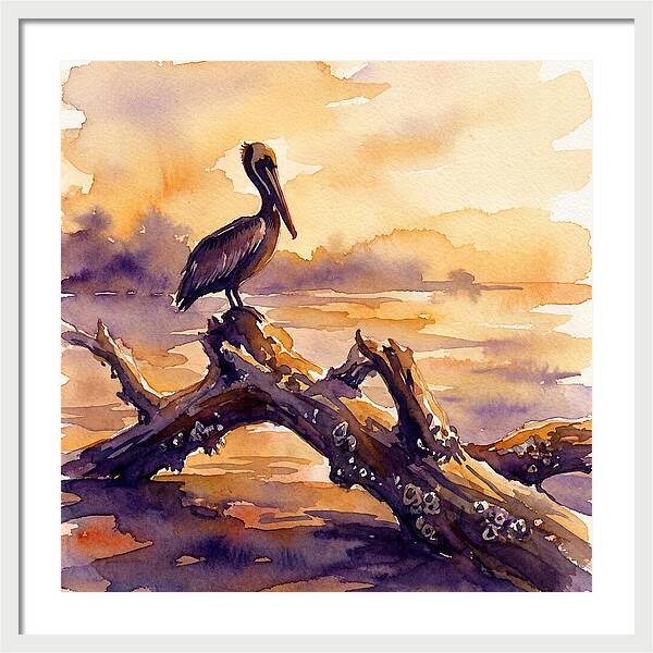 Pelican At Sunset