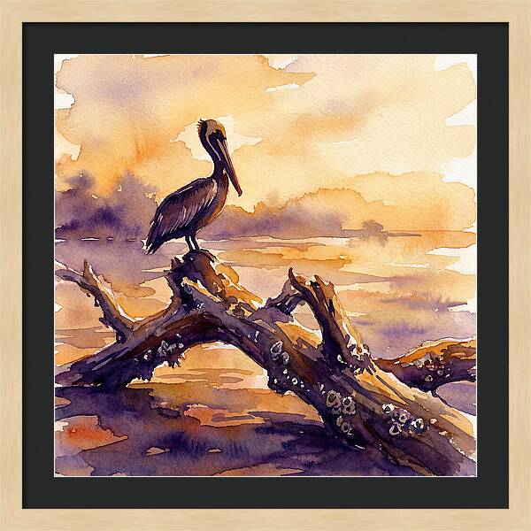 Pelican At Sunset