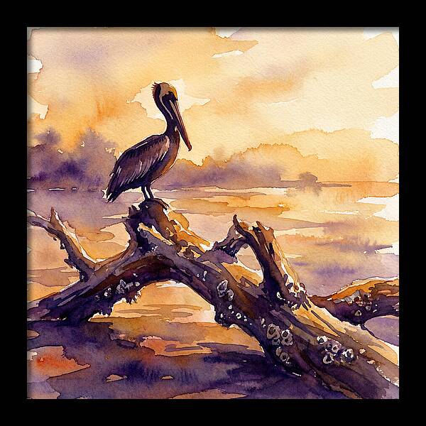 Pelican At Sunset