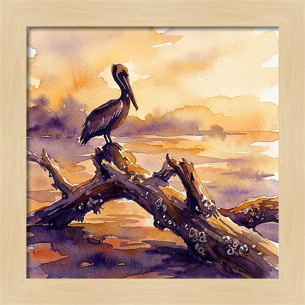 Pelican At Sunset