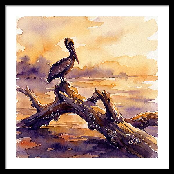 Pelican At Sunset
