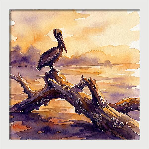 Pelican At Sunset