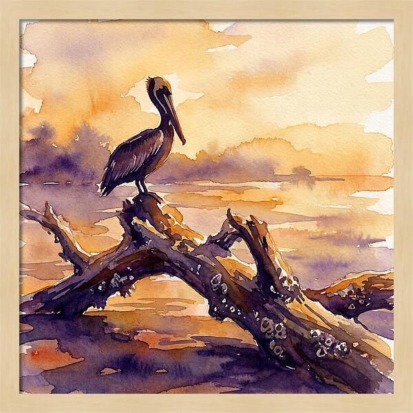 Pelican At Sunset