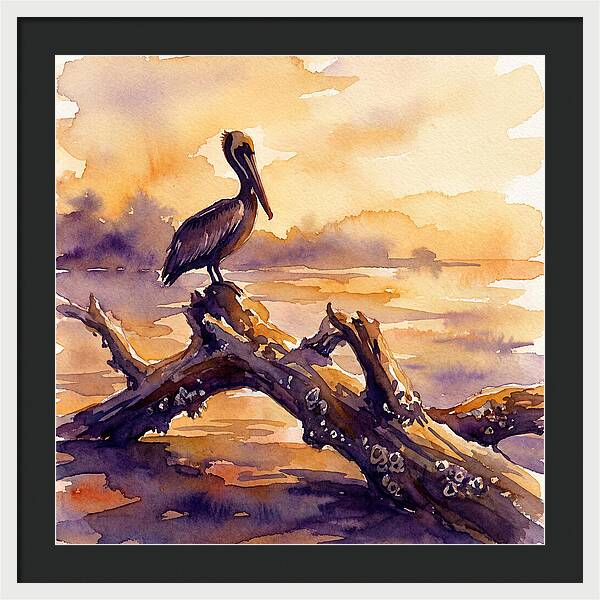 Pelican At Sunset