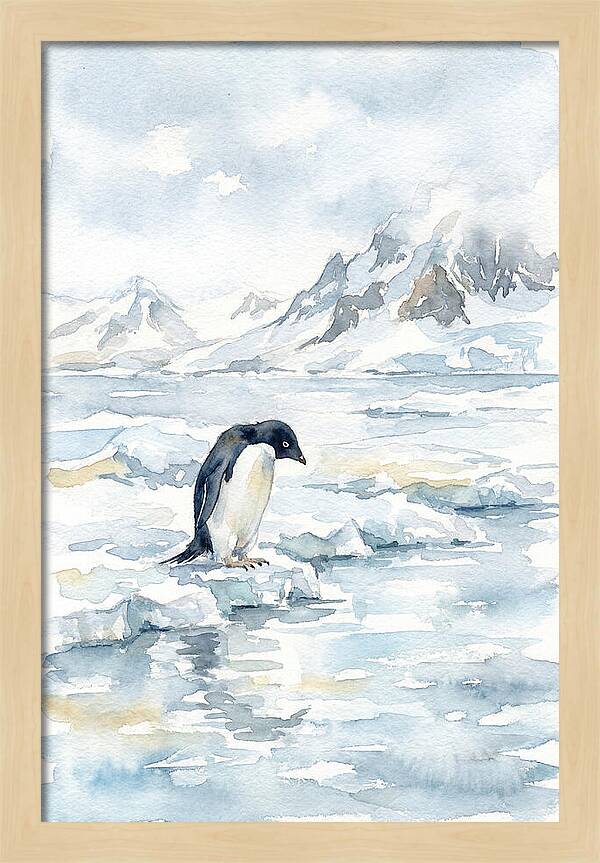 Penguin In A Frozen Landscape